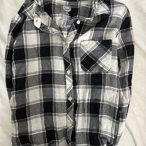 Black and White Plaid Button-Up Shirt